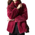 thumbnail image 3 of LUXUR Ladies Full Zip Sherpa Jackets Drawstring Holiday Overcoats Red 2XL, 3 of 3