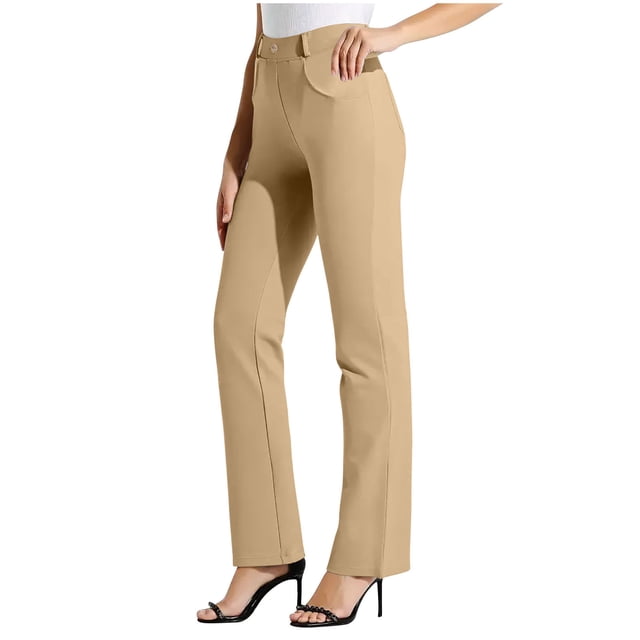 Soki Dress Pants Women Work Business Pants Tummy Control Office Straight Leg Trousers High Waisted Ladies Slacks