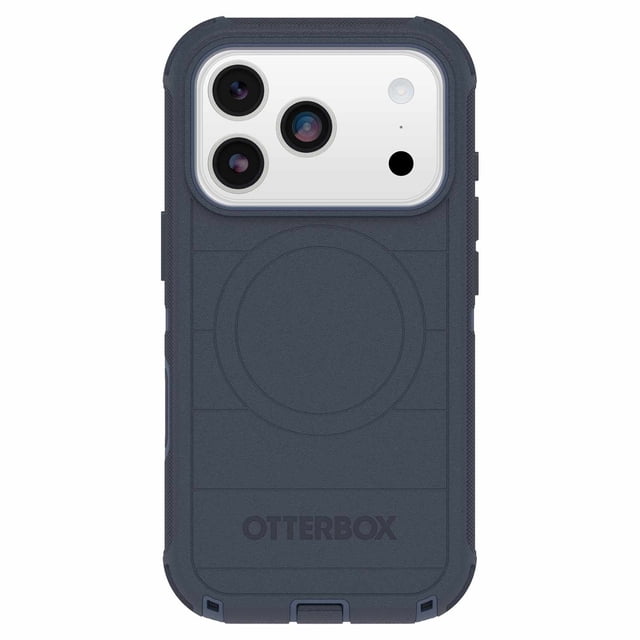 OtterBox Étui Defender Pro MagSafe avec Contrôle de Caméra Riverside (Bleu) pour iPhone 17 Pro Affichant une Vue Arrière avec protection à Trois Couches Incluant Étui en silicone Texturé, Étui Intérieure Rigide, Dos en Mousse Mémoire, Coins Renforcés, Aimants MagSafe Intégrés, Couvre-Port et Ancres Intégrées pour Sangles de Téléphone, Offrant une protection contre les Chutes 7X standard Militaire.