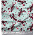 thumbnail image 1 of Soimoi Polyester Crepe Fabric Dot & Lobster Ocean Print Sewing Fabric Yard 52 Inch Wide, 1 of 3