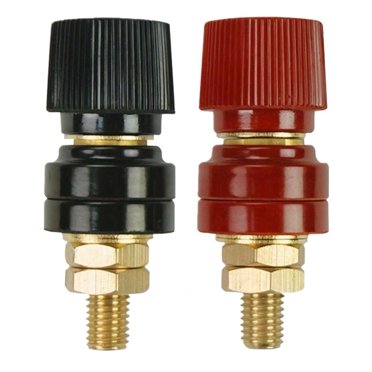 Connecteur à Goujon de Borne de Batterie en Cuivre 3/8 Pouces, Kit de Borne de Blocage de Poteau de Jonction de Batterie à Distance Ampper, Lot de 2 (Rouge et Noir)