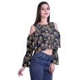 thumbnail image 3 of Moomaya Printed Casual Long Sleeve Tops Women Cold Shoulder Ruffle Sleeves Top, 3 of 4