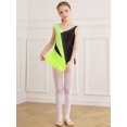 thumbnail image 3 of MSemis Kids Girls Shiny Diamond Color Block Mesh Splice Gymnastics Leotard Skating Jumpsuit Dance Fluorescent Yellow 14, 3 of 7