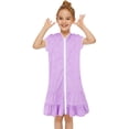 thumbnail image 2 of Ketyyh-chn99 Robes Tutu pour Tout-Petits Petites Filles Petites Filles par-Dessus de Maillot de Bain Enfants par-Dessus de Maillot de Bain à Fermeture Éclair Plage Maillot de Bain Peignoir à Capuche Robe de Plage pour 3-4 Ans, Violet, 2 of 6