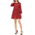thumbnail image 1 of INSPIRE CHIC Robe-Chemise à Carreaux pour Femme à Manches Longues Boutonnée à Col Pointu S Rouge, 1 of 5