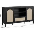 thumbnail image 3 of Yiwa Farmhouse Buffet Cabinet, 47.2 Inch Kitchen Sideboard with Storage Drawer and Rattan Details, Coffee Bar Cabinet Perfect for Entryway, Living Room, or Kitchen, 3 of 7