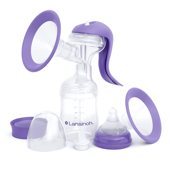 Lansinoh Manual Breast Pump, Hand Pump for Breastfeeding, Lightweight and Portable Design, Includes 5 oz Baby Bottle
