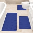 thumbnail image 4 of Fridja 3pcs Bathroom Rugs Bath Mat Toilet Mats Soft Comfortable Non-Slip Bathroom Rug Set Bath Mats for Bathroom Machine Washable Bath Mat Bathroom Rug Sets, Blue, 4 of 5