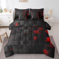 thumbnail image 1 of YST 7 Piece Geometry Bed in a Bag Red Square Pattern Bedding Set, Queen, 1 of 5