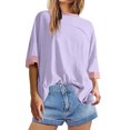 thumbnail image 4 of Mareep Blouse pour Femmes P-2TG T-Shirt à Manches Courtes Surdimensionné à Blocs de Couleur pour Femmes Col Ras du Cou Patchwork Ourlet Fendu Chemise Décontractée Ample d'Été T-Shirt Haut Hauts pour Femmes Liquidation, Cadeau, 4 of 9