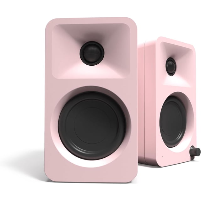 Kanto ORAMP 100W Powered Reference Desktop Computer Speakers with Bluetooth 5.0 and USB-C Input | Bi-Amplified | 100 Hz Automatic Crossover | Reference Quality Sound | Pair | Pink