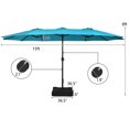 thumbnail image 2 of Gymax Parasol Jumeau de Patio Double Face de 15 Pi, Parasol de Marché Extra-Grand avec Base, Turquoise, 2 of 9