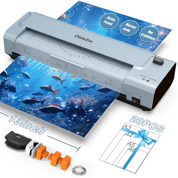 13 Inch Laminator Machine, 11 x 17 Auto Feed Thermal & Cold Laminating Machine with 20 Sheets, Cutter & Corner Rounder for Photos, Letter to Legal, Home Office School, Pe
