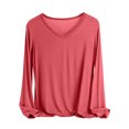 thumbnail image 1 of MeetoTime Women's Long Sleeve Shirts Soft Lightweight Undershirts V-Neck Slim Tees Basic Layer Pullover Tops, 1 of 5