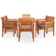 thumbnail image 2 of vidaXL 7 Piece Outdoor Dining Set with Cushions Solid Acacia Wood, 2 of 5