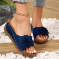 thumbnail image 3 of Orthopedic Platform Sandals for Women 2025 Boho Beach Flower Wedge Dress Slip on with Arch Support, 3 of 5