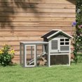 thumbnail image 2 of PawHut 49" Wooden Rabbit Hutch with Screened Run, Grey, 2 of 10