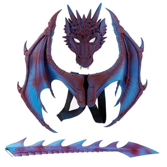 3PCS Kids Dragon Costume Set Creative Dragon Mask and Wings Tail for Halloween