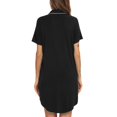 thumbnail image 4 of Pxiakgy Pyjamas pour Femmes Robe Boutonnée Manches Courtes Vêtements de Nuit Printemps Été Vêtements de Nuit Simples à la Maison Pyjamas Chemises de Nuit pour Femmes Noir + m, 4 of 4