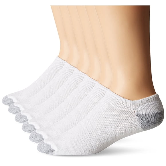 Fruit Of The Loom Chaussettes Invisibles Coussinées pour Hommes, Lot de 6, 6-12,5, Blanc
