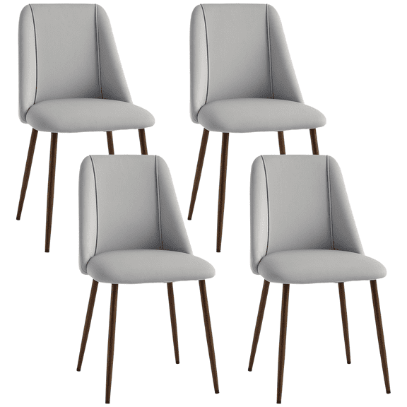 HOMCOM Dining Chairs Set of 4, Accent Chair with Velvet-touch Upholstery