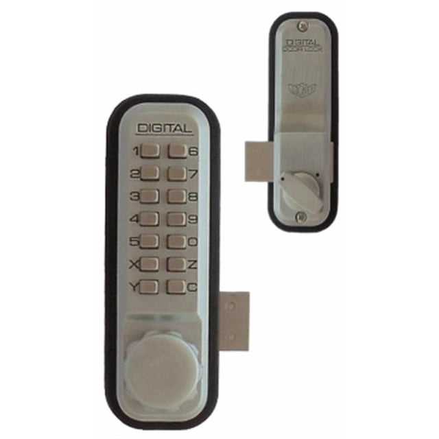 Lockey 2200-SC Mechanical Keyless Surface, Rim Mount Slide Deadbolt - Satin Chrome