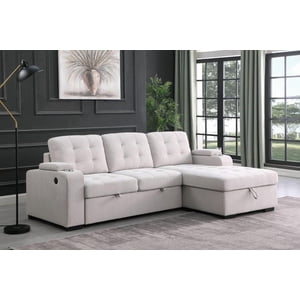 Arel LHF Sectional Sleeper Bed, Beige