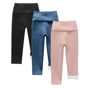 fatyb Lot de 3 Leggings d'Hiver pour Garçons et Filles Doublés en Molleton Pantalons Chauds Bas Taille Haute Extensibles Pantalons Thermiques