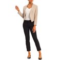 thumbnail image 2 of INSPIRE CHIC Blazer de Travail de Bureau pour Femme Sans Col Veste de Complet d'Affaires Décontractée Blazer Court P Camel, 2 of 6