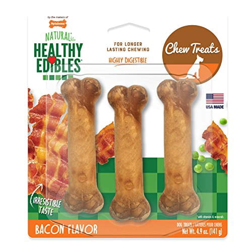 Nylabone NEB106P Healthy Edibles Bacon with Regular Chews 3-Pack