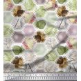 thumbnail image 1 of Soimoi Crepe Silk Fabric Geometric & Leaves Patchwork Fabric Prints by Yard 42 Inch Wide, 1 of 3