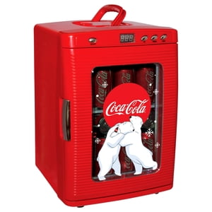 Coca-Cola 25L Mini Réfrigérateur portatif 28 Can Cooler, Fenêtre d'affichage pour les voyages, Maison, Bureau- Rouge