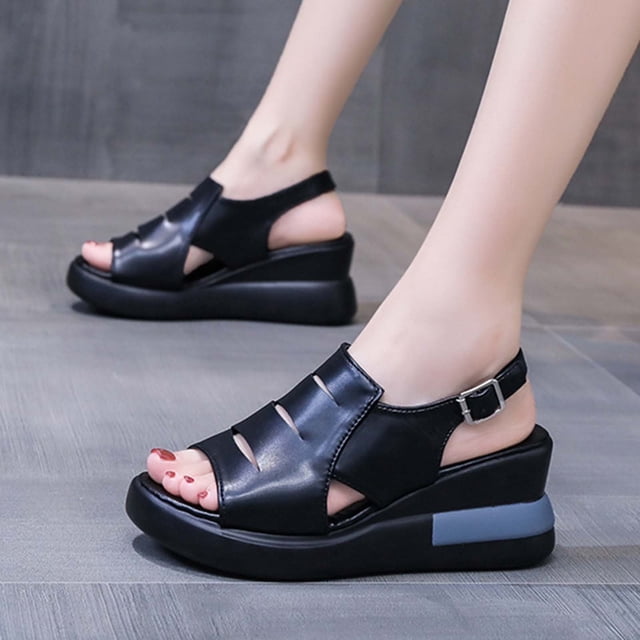 RKSTN Sandals for Women Sandals For Dressy Summer Ladies Open Toe Retro Wedge Platform Shoes Soft Comfortable Sandals