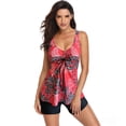 thumbnail image 3 of Womens 2 Piece Swimsuits Plus Size Vintage Print Spaghetti Strap Tankinis Set Pink Womens Bathing Suits XXXXXL, 3 of 7