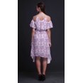 thumbnail image 4 of Bimba Robe Droite Évasée à Épaules Dénudées pour Femmes, Imprimée Aquarelle Violette, Volantée à l'Avant - Petit, 4 of 6