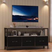 Ourlova Grey 47.2 Inch TV Stand with 3 Drawers for 55, 50, 43 Inch TV, Bedroom, Living Room TV Stand Dresser, TV Console Entertainment Stand