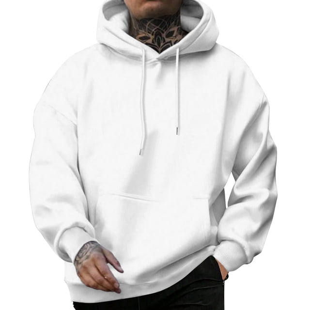 LUOGENLI Chandails à Capuche pour Hommes Carhartt Bleu Foncé Mode Homme Décontractée Lettres Partie Imprimée Chandail à Capuche à Enfiler Manches Longues Chandail à Capuche Chandails à Capuche pour Hommes Design Graphique Blanc Taille TTTG
