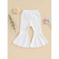 thumbnail image 2 of Kmbangi Kids Girl Flare Pants Solid Color Ribbed Elastic Bell Bottoms Trousers Bow Ruffle Pants for Toddler Baby, 2 of 8