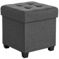 thumbnail image 1 of SONGMICS Pouf Cube de Rangement de 15 Pouces, Banc de Chambre avec Rangement, Repose-Pieds avec Pieds, Supporte jusqu'à 660 lb, Gris Foncé ULSF14GYZ, 1 of 2