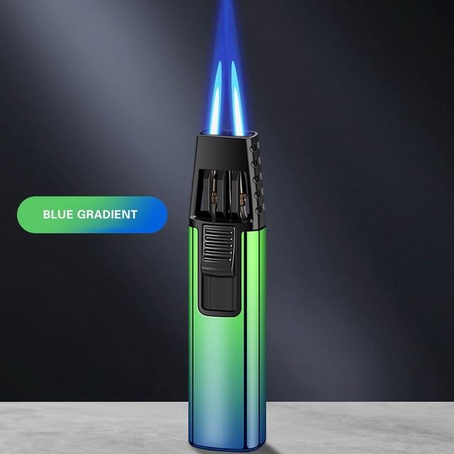 RYRDWP Windproof Straight Torch Blue Flame Lighter Butane Torch Turbine Torcher Inflatable Gas Windproof Lighter Refillable Butane Lighter For Outdoor BBQ Baking