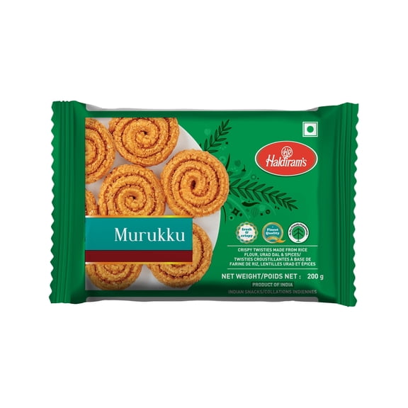 Haldiram Murukku 200 gram is an authentic South Indian savory snack known for its distinctive twisted spiral shape and crunchy texture