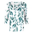 thumbnail image 5 of CHUANK Blouses pour Femmes Grande Taille Mode pour Femmes T-shirt Imprimé Ample Mi-Long Manches 3/4 Col Rond Hauts Décontractés, 5 of 5