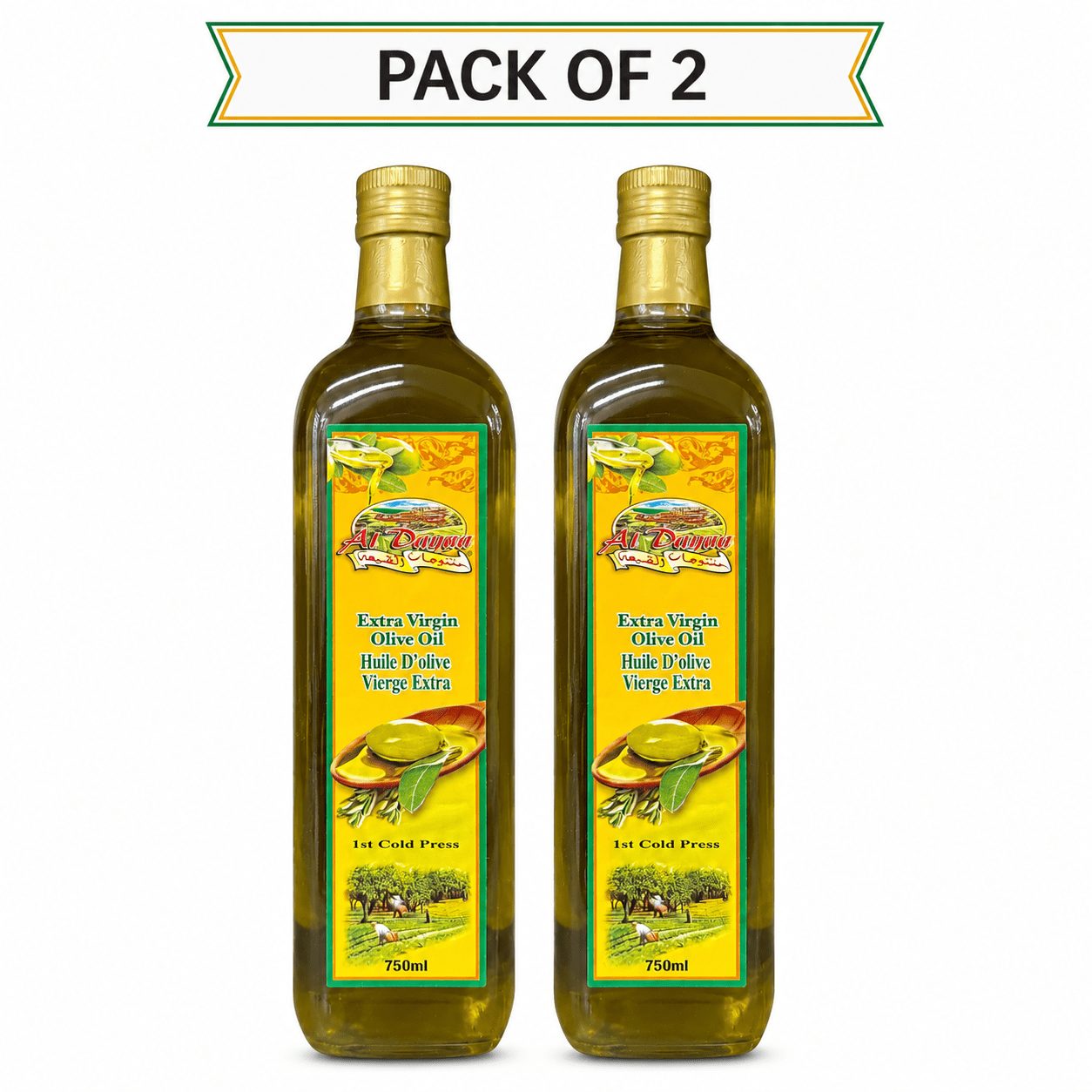 Al Dayaa Extra Virgin Olive Oil 750ML, Pack of 2