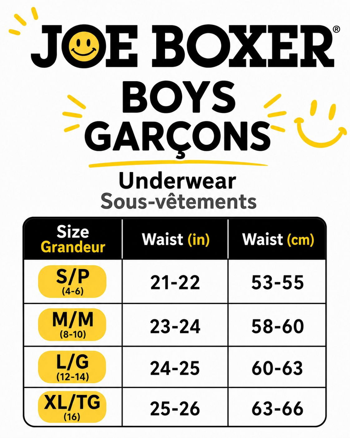 Caleçon boxeur Joe Boxer pour garçon, paquet de 4