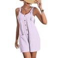 thumbnail image 4 of Gspmoly Short Cycliste Femme, Mode Femme Été Décontractée Sans Manches à Bretelles Combinaison Courte Short de Course jusqu'à 70 % de Rabais Violet P, 4 of 7