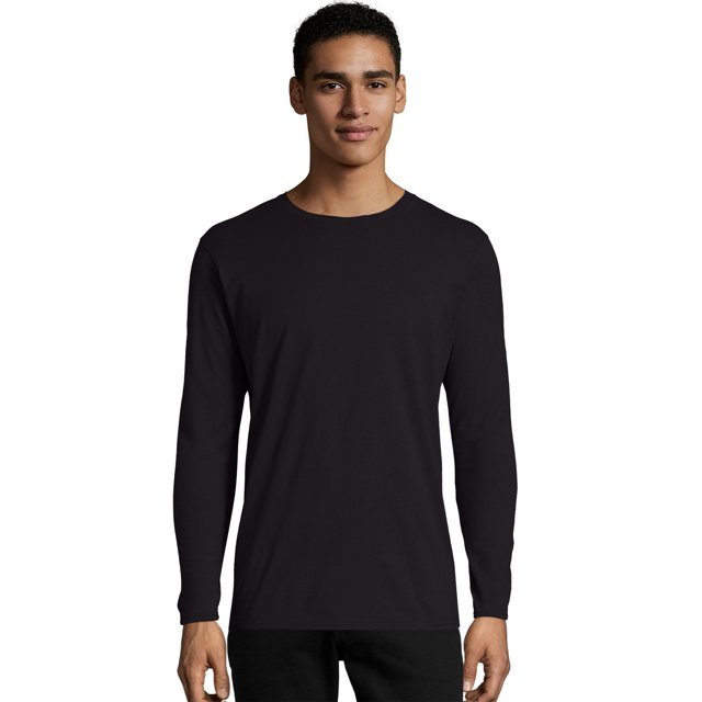 Hanes T-Shirt en Coton à Manches Longues 2XL, Noir