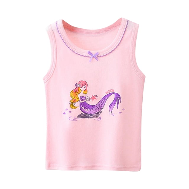 MIASHUI Débardeurs Graphiques Sans Manches pour Tout-Petites Filles, Camisoles pour Enfants Filles, Violet, 6-7 Ans