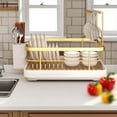 thumbnail image 3 of Two-Tier Dish Drying Rack with Integrated Utensil Holder and Efficient Drain Tray for Organized Kitchen Counter, 3 of 3