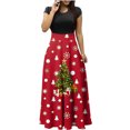 thumbnail image 1 of Robe d'Été pour Femmes 2024 Mode Grande Taille Manches Courtes Imprimé de Noël Style Vacances Grande Jupe Longue Manches Courtes Col Rond Robe 50 % de Réduction Liquidation!, 1 of 4