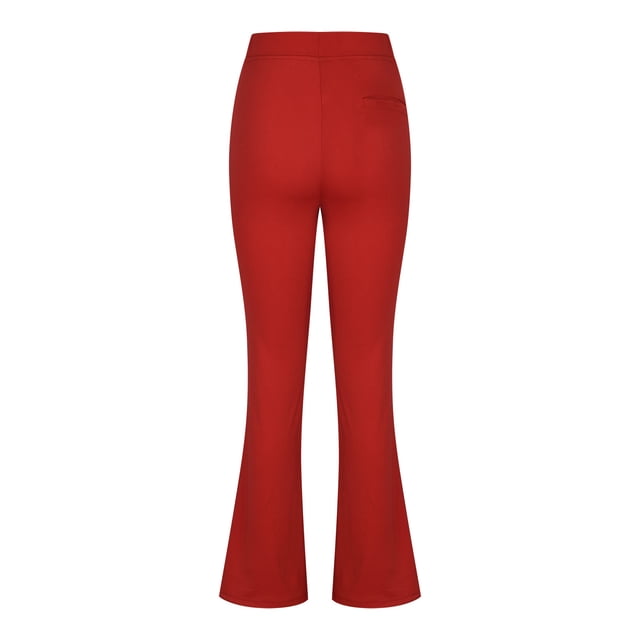 Penkiiy Pantalon de Yoga Bootcut pour Femme, Contrôle du Ventre, Taille Haute, Extensible 4 Directions, Rouge, P